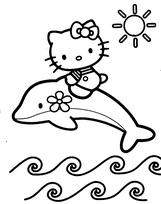 coloriage hello kitty sur le dauphin